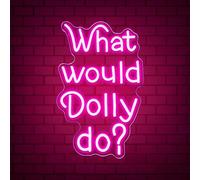 Dracey Neon Sign 'What Would Dolly Do' - Neon Sign, 16" x 2" - Modern, Wall Mount, Glass, Metal, Neon