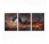 Drache Diamond Art Kits Adults Beginner 12x8Inch 3 Pack, Flame Diamond Painting, 5D DIY Full Drill Paint by Numbers, Wall Art Gems Paintings for Bedroom Office Room Decor Gifts for Women PZSH-2353