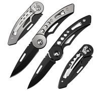 DRACHENADER 2-Piece Folding Pocket Knife Set W33-Y+H, UK Legal Non-Locking Knives with 2.40" Blade, Stainless Steel Silver, Black Mini Knives for Package Opening, Two-Hand Opening Non-Assisted Knife
