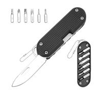 DRACHENADER UK Legal Small Folding Pocket Knife, Non-Locking Mini Multitool with 6 Screwdriver Bits, 420 Stainless Steel Blade, for Outdoor, Camping, DIY