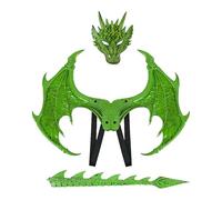 Draconic Cosplay Set - Face Cover with Scalled Dragon Wing Tail | Mythical Fiery Drachkin Costume with Wild Claws, Majestic Flame Wings, Royal Headpiece for
