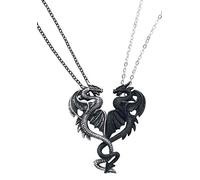 Alchemy Gothic Draconic Tryst Unisex Necklace Black-Silver, Pewter,