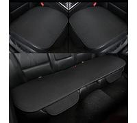 Dracqwn Ventilated Car Seat Cushion, Summer Car Seat Pad, Breathable & Anti-Slip Cotton Car Seat Covers With Pocket, Universal Front Bottom Car Seat Covers(E Black,Front*2+Rear*1)