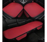 Dracqwn Ventilated Car Seat Cushion, Summer Car Seat Pad, Breathable & Anti-Slip Cotton Car Seat Covers With Pocket, Universal Front Bottom Car Seat Covers(C Red,Front*2+Rear*1)