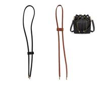 DraCra 2 Pack Bucket Backpack Drawstring Replacement Detachable Leather Strap Cord Pull String for Vintage Petit Noe NM BB GM Bag Crocheted Purse Brown + Black