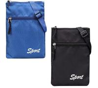 DraCra 2 Pack Fabric Phone Purse with 2 Pouch Crossbody Bag Soild Simple Compact Shoulder Purses Tally Mini Wristlet Wallet Storage Organizer for iPhone Cellphone Coin Key Men Women, 1x Black. 1x Blue