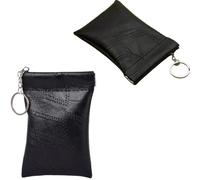 DraCra 2 Pack Leather Car Key Case Pouch Protective Cover with Spring Self Closure Change Holder Wallet Squeeze Coin Purse Pouch Pocket Organizer for Men Women Purse Bag Car Fob Lock Keys ID Cards