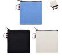 DraCra 3 Pack Small Canvas Zipper Pouch with Hanging Ring Square Pocket Carrying Purse Travel Storage Organizer Case Mini Toiletry Bag for Makeup Lipstick Cosmatic Change Coins Earphone Charger Cable,