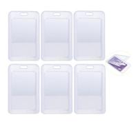DraCra 6 Pack ID Budge Holders 2 Side Clear Vertical Hard Cover Case Protector for Name ID Card VIP Member Student Bus Card Business RFID NFC Bank Credit Cards