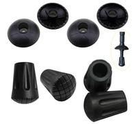 DraCra 8 Pack Trekking Pole Tips Replacement Walking Stick Tips Rubber Feet Cover Protector Caps with Snow Baskets for Trekking Poles Nordic Hiking Poles Aluminum Ski Poles Collapsible Hiking Sticks