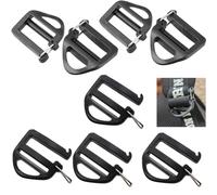 DraCra 8 Pack Webbing Hook Clip 25mm 1'' Strap Belt Buckle with Open Lock End Clasp Connector Slide Buckles Ladder Slider Replacement for Backpack Bag Molle Sewn Loop Hiking, Black, 1 inch