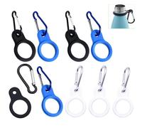 DraCra 9 Pack Water Bottle Holder Hook Carrier with Rubber Grip and Carabiner Hanging Bottle Buckle Clip for Natural Spring Water Bottles Aluminum Water Bottles Soda Outdoor Tactical Camping Hiking