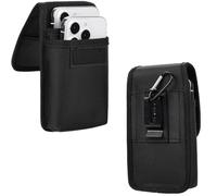 DraCra Dual Phone Holster with Belt Clip Nylon Heavy-Duty Two Phone Holder Case Smartphone Belt Pouch for iPhone Pro Max Plus Samsung Galaxy Tactical Backpack Working Hiking Camping Travel