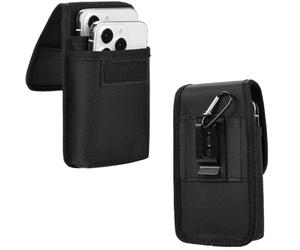 DraCra Dual Phone Holster with Belt Clip Nylon Heavy-Duty Two Phone Holder Case Smartphone Belt Pouch for iPhone Pro Max Plus Samsung Galaxy Tactical Backpack Working Hiking Camping Travel