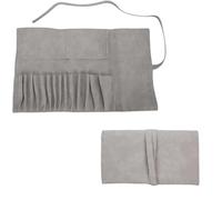 DraCra Makeup Brushes Holder Bag 14 Slot Carrying Case Compact Roll up Pouch Storage Organizer for Woman Makeup Brush Set Cosmetics Outdoor Traveling, Grey, 14 Pockets Makeup Bag