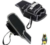 DraCra Small Tool Belt Pouch with Tape Measure Holder Clip Mini Organizer Lightweight Tool Pouch for Tactical Utility Belts Construction Carpentry Work Electrician Carpenter Plumber Contractor