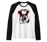Dracula Riding a Dragon Halloween Vampire Gothic Gift Raglan Baseball Tee