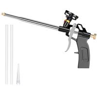 Drado Foam Gun, Heavy-Duty Foaming Gun for Caulking, Filling, Sealing, Needn't Cleaner Foam Dispensing Guns for Furniture Repair and DIY with x1 Plastic Nozzles x2 Plastic Extension Tubes