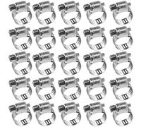 drado Jubilee Hose Clips 6-12mm Stainless Steel Pipe Clamps, 25 Pack Worm Drive Hose Clips, Silver