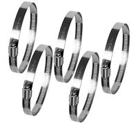 drado Jubilee Hose Clips 91-114mm Stainless Steel Pipe Clamps, 5 Pack Worm Drive Hose Clips, Silver
