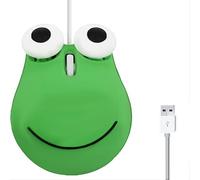 Draduo Cute Wired Frog Mouse, Green, 3-Button, 1.3m USB, Optical, Ergonomic, Portable, Kids & Adults, Windows, Linux, Mac