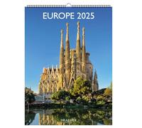 DRAEGER PARIS 1886 - Decorative Wall Calendar 29 x 39 cm 2025-7 Languages - January to December 2025-12 Photographs Available in Various Themes - Europe - Wall Planner - Detachable Photo