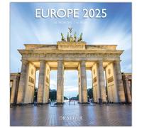 DRAEGER PARIS 1886 - Large Wall Calendar 29 x 29 cm 2025-7 languages - September 2024 to December 2025-12 photographs available in several themes - Europe - Note appointments, birthdays