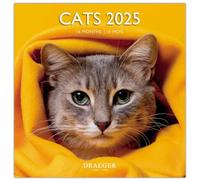 DRAEGER PARIS 1886 - Large Wall Calendar 29x29cm 2025-7 Languages - Various Themes: Cats - September 2024 to December 2025 - FSC Paper Eco - Artistic Design - Notes & Appointments