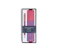 DRAEGER Paris 1886 - Touch Pen & Case - Touch Pen for Screens + Case for 2 Pens Made of Recycled Material - Elegant and Practical Gift Idea - Raspberry Stripes