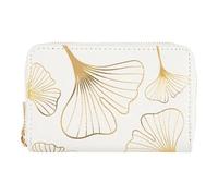 DRAEGER PARIS 1886 Women's Portefeuille Femme-Feuilles Ginkgo Dorées-Blanc Wallet, White, 15 x 2,5 x 9,5 cm