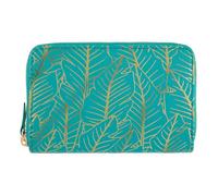 DRAEGER PARIS 1886 Women's Wallet-Gold Leaves-Turquoise, 15 x 2,5 x 9,5 cm