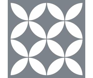 Draeger Paris - Adhesive Wall Tiles - Ideal for Kitchen and Bathroom - Set of 6 Adhesive Tiles, Grey and White Rosettes Design 15 x 15 cm