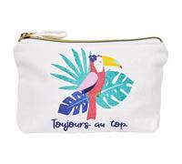 Draeger Paris - Baumwollbeutel bunt Bedruckt - Taschen-Organizer / Beauty-Tasche - "Toujours au top" (auf Französisch) - 21 x 12 cm