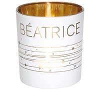 Draeger Paris - Beater Name Tealight Holder in White Glass and Gold, H 8 x L 7.5 cm