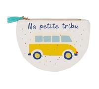Draeger Paris - Coin Purse My Little Tribe, Yellow and Blue, One Size, Cotton Zip Purse