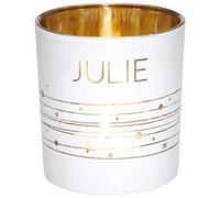 Draeger Paris Julie Tealight Holder in White Glass and Gold, H8 x L7.5 cm