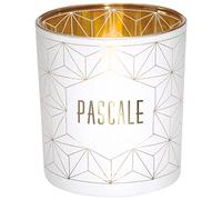 Draeger Paris - Pascal Name Tealight Holder in White Glass and Gold, H8 x L7.5 cm