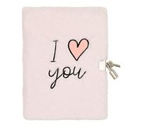 DRAEGER Paris - Pink I Love You Diary - Soft Toy Journal with Padlocks and Keys for Her Personal Secrets - Gift Notebook for Friends, Daughters, Girlfriends, Children