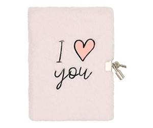 DRAEGER Paris - Pink I Love You Diary - Soft Toy Journal with Padlocks and Keys for Her Personal Secrets - Gift Notebook for Friends, Daughters, Girlfriends, Children
