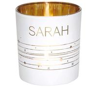 Draeger Paris Sarah Tea Light Holder White and Gold Glass H8 x L7.5 cm