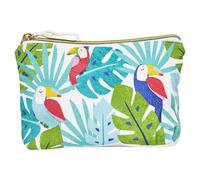 Draeger Paris Toucans Cotton Pouch, Multicolored, 21x12 cm, Printed Cotton Pouch with Zip
