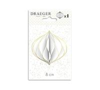 Draeger Paris White Paper Ball Honeycomb with Gold Glitter Finish Christmas Decoration 8 x 14 cm
