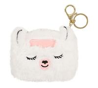 DRAEGER Paris | White Plush Llama Coin Purse | Cute Gift | Cute Animals for Child | Wallet with Keyring | Gift Idea Girl Woman Adult Child, White, 12x9cm, Purses