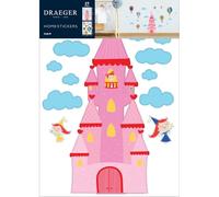 Draeger - Sticker mural Château princesse et Montgolfières - Homesticker - Décoration chambre enfant salle de jeux - Grand format
