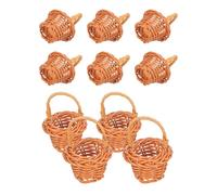 DRAFIDEEP 10pcs Mini Woven Storage Baskets with Handle for Rustic Home Decor, Plastic Material, Open-mouthed Design, for Holding Mini Candies, Craft Supplies and Succulent Pots in Living