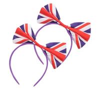 DRAFIDEEP Bow Headband, Women British Flag Designed 2pcs Satin Material Delicate Style, Adds Sophistication and Glamour, for Performance and Cosplay Party Accessories
