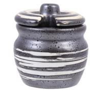 DRAFIDEEP Ceramic Sugar Holder Pot Condiment Black for Mustard
