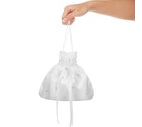 DRAFIDEEP Drawstring Bridal Handbag Satin Flower Pouch Bag for Bridesmaids and Wedding Party Favour, Portable Candy Bag for Bride and Flower Girl Celebrations