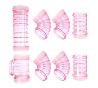 DRAFIDEEP Guinea Pig Cage Plastic External Tube DIY Maze Connect Tubes for Hamsters Rats and Small Animals Pink Tunnel for Pet Play and Escape Prevention