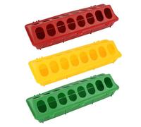DRAFIDEEP Poultry Feeder Trough Plastic Food Dispenser Random Color with Multi-slot Design 3pcs Easy to Clean more Space for No Waste Feeding for Pigeon and Parrot Cages